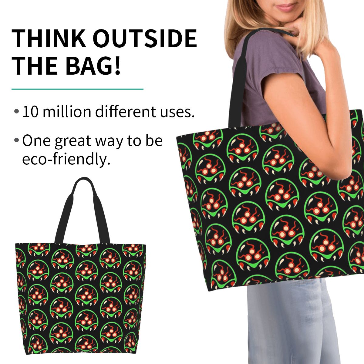 Women Bags Vector - Metroid Vector Shopping Tote Bag Kanvas