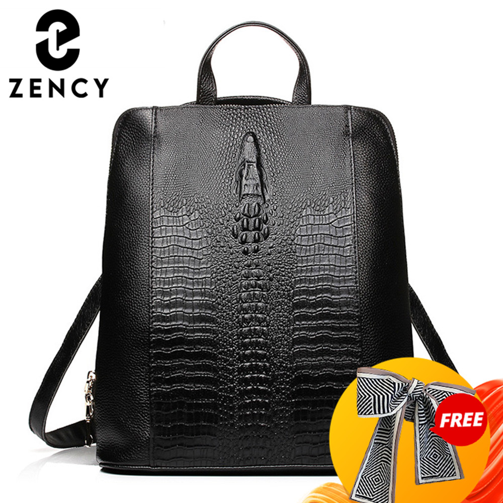 Women Bags With Laptop Compartment - Tas Ransel Kulit Buaya Wanita Zency