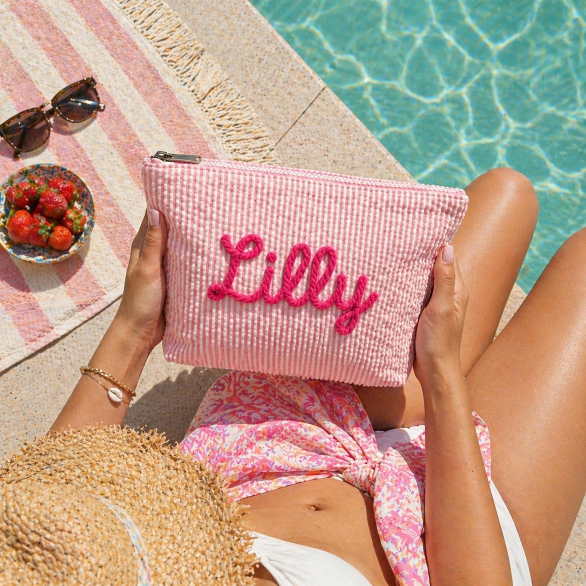 Tas Makeup Seersucker Preppy K - Women Bags Name ulasan dan harga
