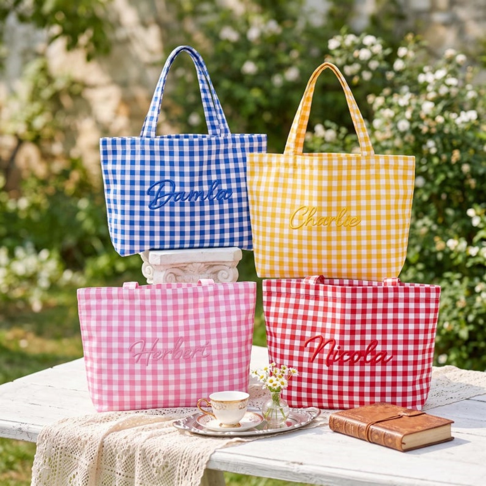 1Pc Tas Tote Kotak-kotak Bordi - Women Bags Name ulasan dan harga
