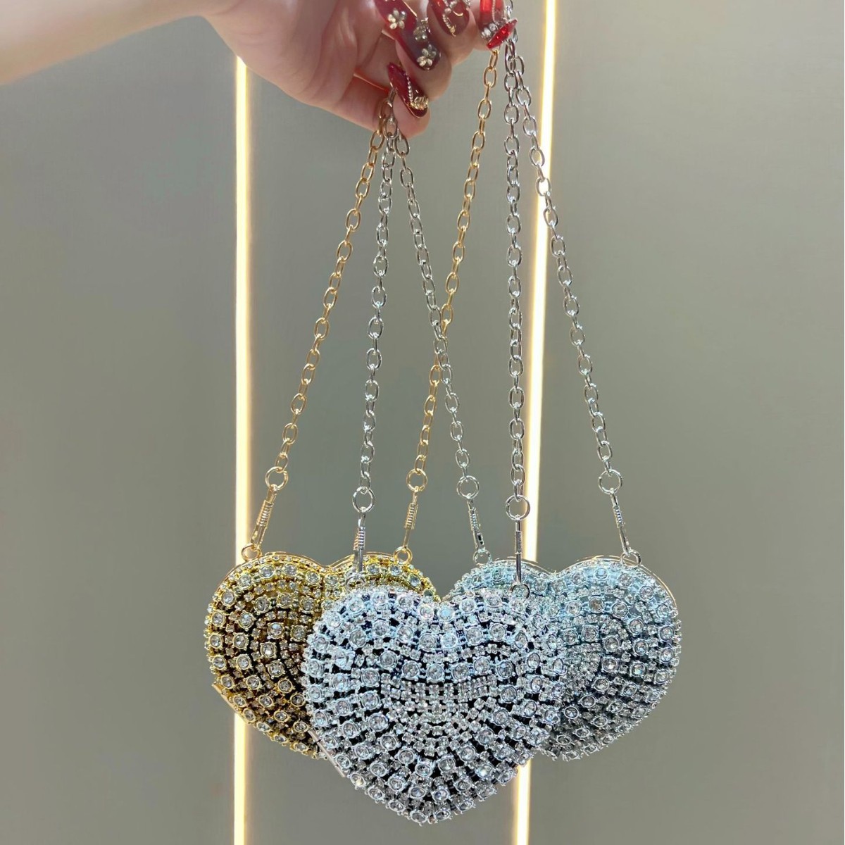 Tas Clutch Kristal Rhinestone  - Mini Purse Chain ulasan dan harga
