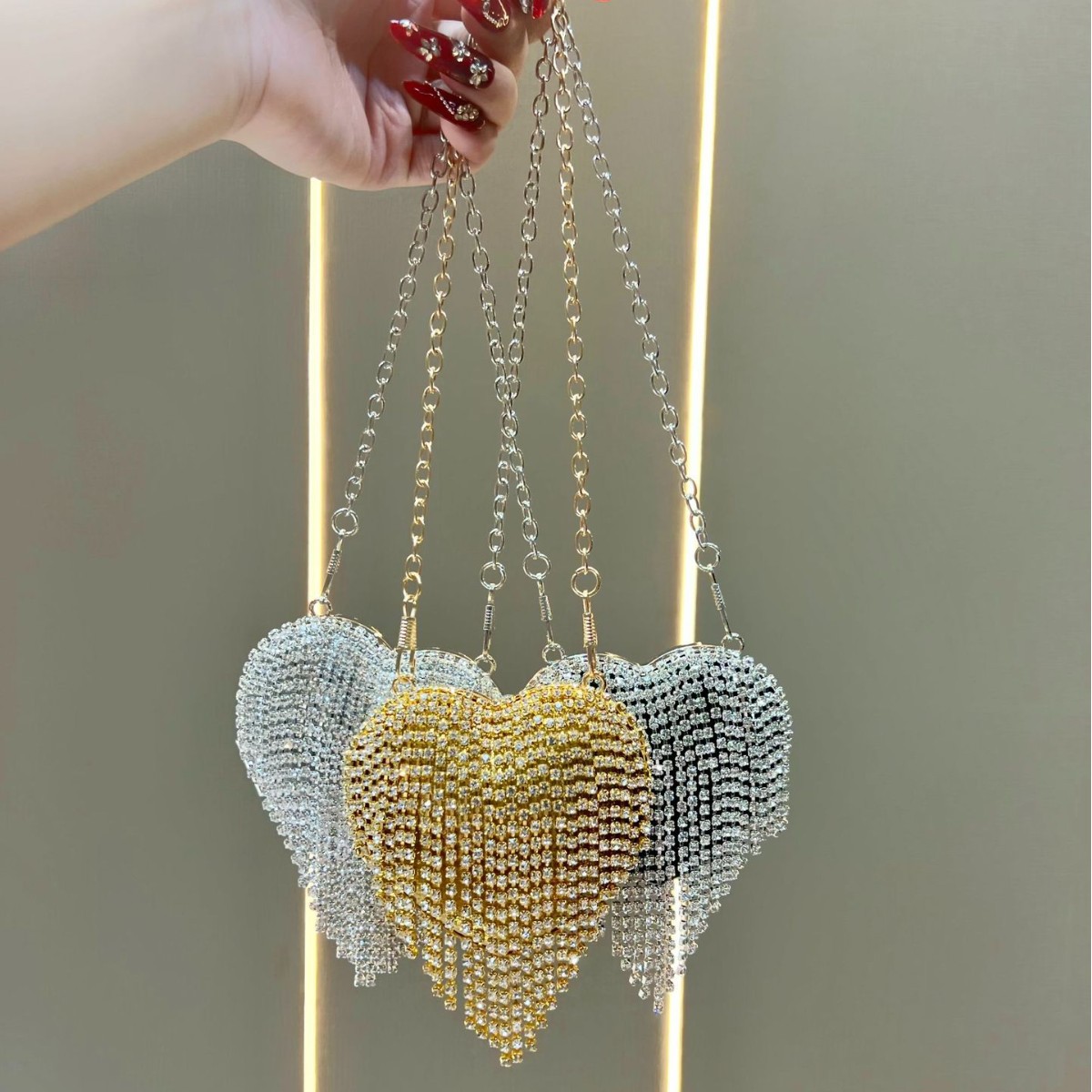 Tas Clutch Kristal Rhinestone  - Mini Purse Chain ulasan dan harga